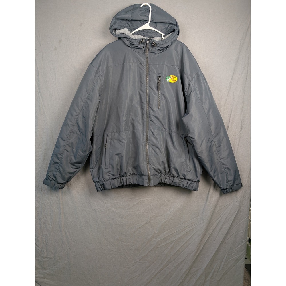 Bass Pro Shops Mens 2XL Gray Hooded Fleece‎ Lined Full Zip Jacket